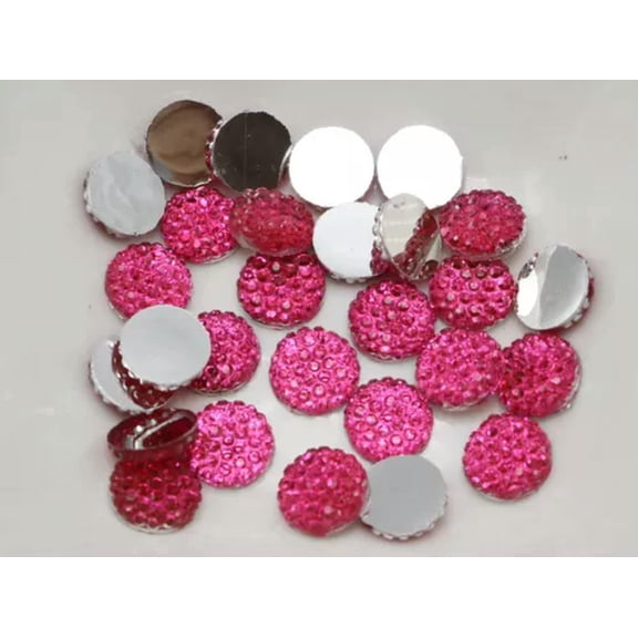 U8MO 200 Flatback Resin Round Dotted Rhinestone Cabachons 8mm(0.31") Colour Choice-Hot Pink