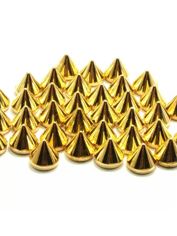 200 Gold Rock Punk Acrylic Flatback Spike Taper Studs 8X8mm No Hole Cabochon