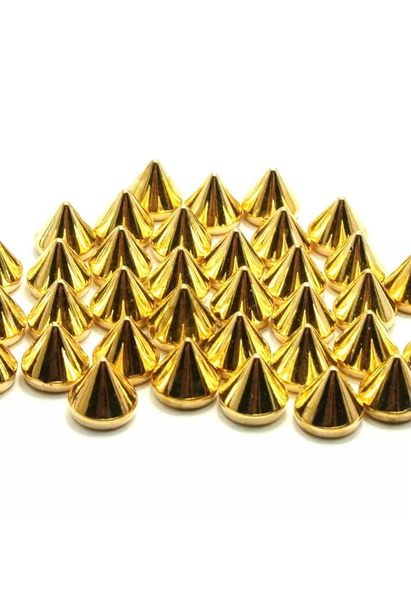 200 Gold Rock Punk Acrylic Flatback Spike Taper Studs 8X8mm No Hole Cabochon