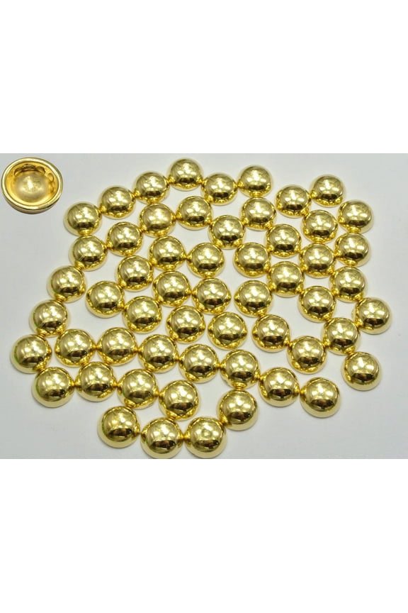 200 Gold Tone Acrylic Round Dome Studs Cabochons 10mm No Hole Bow Center