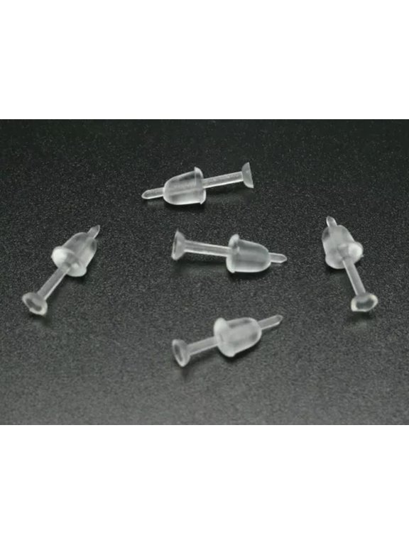 200 Invisible Clear Plastic 3mm 5mm Flat Blank Pad Ear Post Stud with Stopper-Flat Blank Pad 3mm