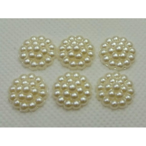 U8MO 200 Ivory Acrylic Flatback Dotted Flower Pearl Cabochons 13mm Bow Center