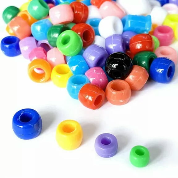 U8MO 200 Mixed Color Acrylic Barrel Pony Beads 9X6mm Various Style Kids Craft Kandi-4# Mixed Opaque Colour