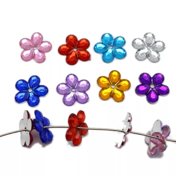 U8MO 200 Mixed Color Acrylic Flatback Flower Sewing Rhinestone 12mm Sew on Beads