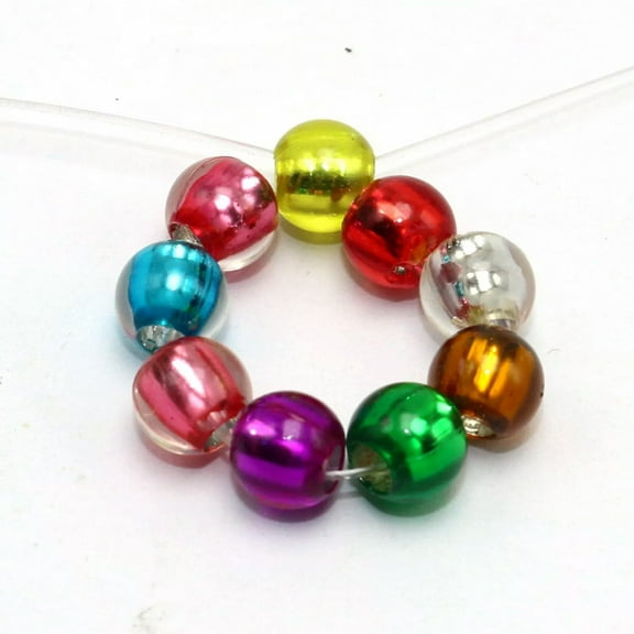 U8MO 200 Mixed Color Silver Foil Hole Pony Barrel Beads 8X6mm for Kandi Bracelet