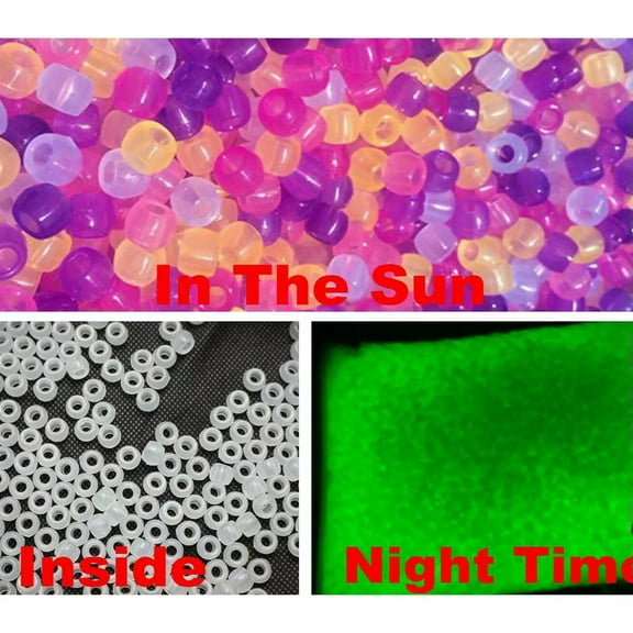 U8MO 200 Mixed Color UV Changing Reactive Acrylic Pony Beads 8X6mm Glow In The Dark