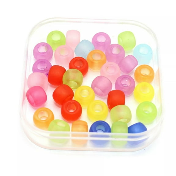 U8MO 200 Mixed Frosted Color Acrylic Barrel Pony Beads 9X6mm for Kids Craft Kandi