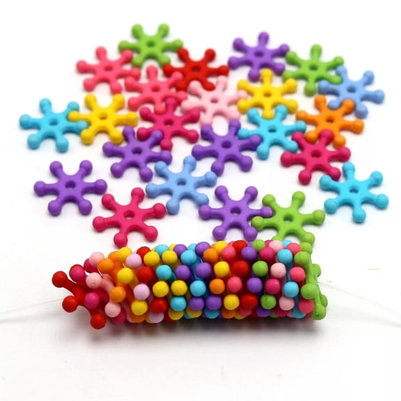 U8MO 200 Mixed Matte Color Acrylic Snowflake Spacer Beads 15mm Jewelry Making