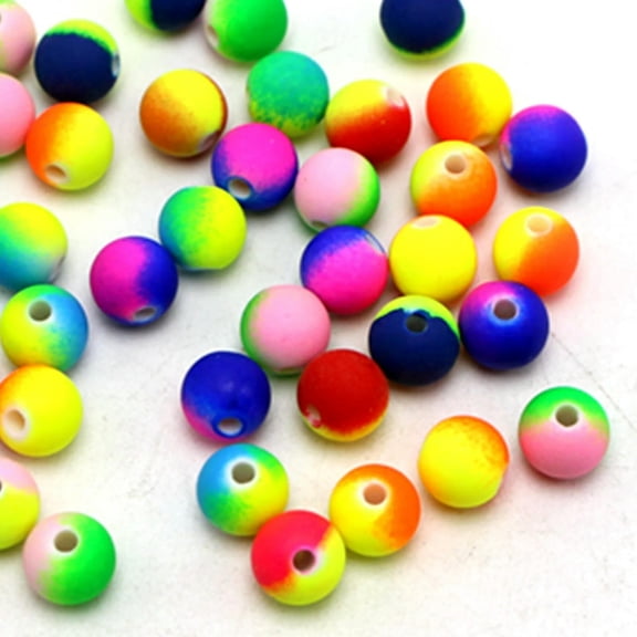U8MO 200 Multi-Color Neon Beads Acrylic Round Beads 8mm(0.32") Rubber Tone