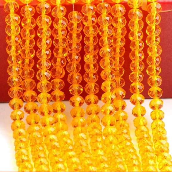 U8MO 200 PCS Orange Crystal Glass Faceted Rondelle Beads 6X4mm