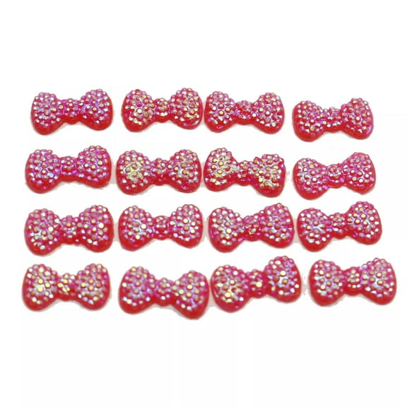 U8MO 200 Red Flatback Resin Dotted Rhinestone Bowknot Bows 13X7mm Cabachons