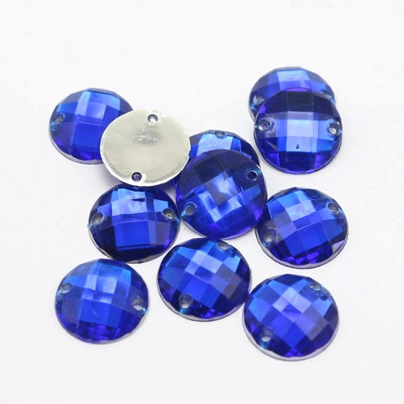 U8MO 200 Royal Blue Flatback Acrylic Sewing Round Rhinestone Gems 12mm Sew on beads