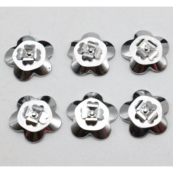 U8MO 200 Shiny Silver Flatback Acrylic Four Leaf Clover Flower Cabochons 12mm
