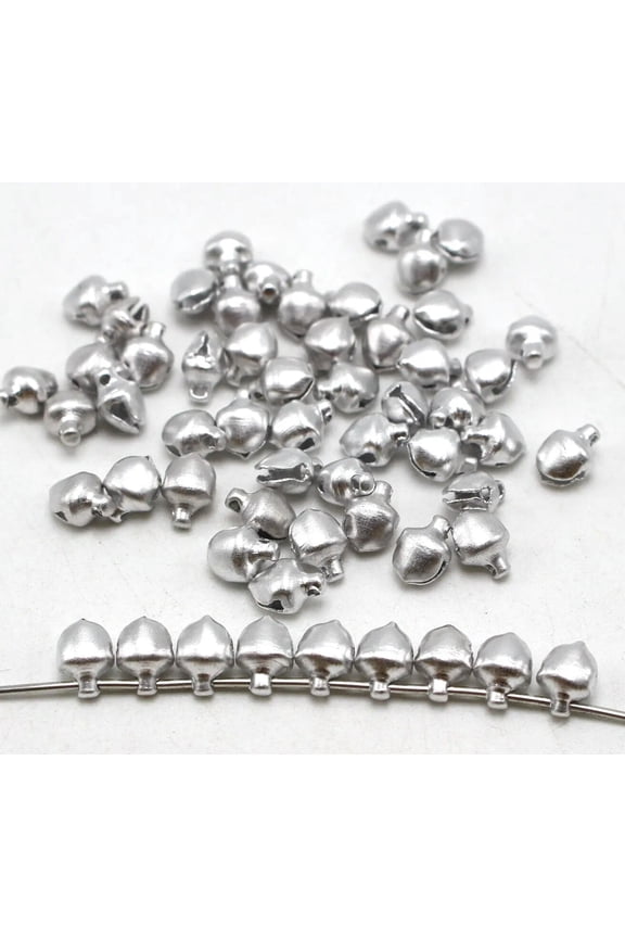 200 Silver Aluminum Christmas Jingle Bells Beads Charms 6mm Decoration DIY Craft