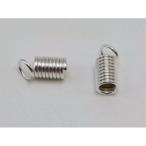 U8MO 200 Silver Plated Coil End Crimp Beads Fasteners Connector 4.5X8mm Finding