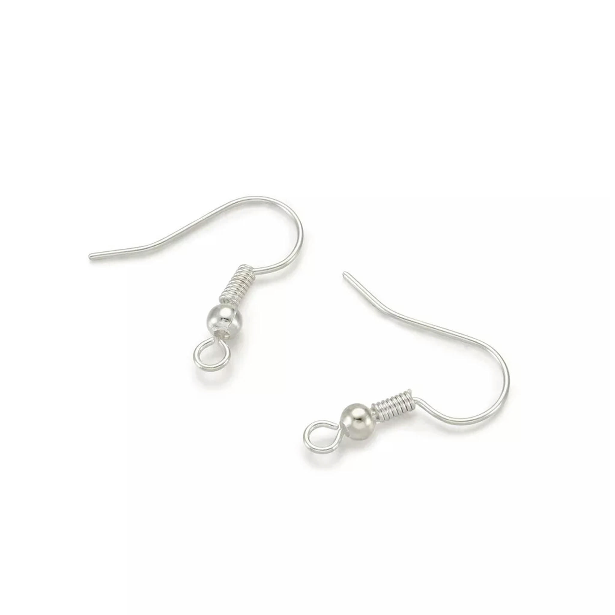 U8MO 2000 Silver Tone Brass Earring Hooks Ball End Hang Loop Earwire Nickel Free 19mm