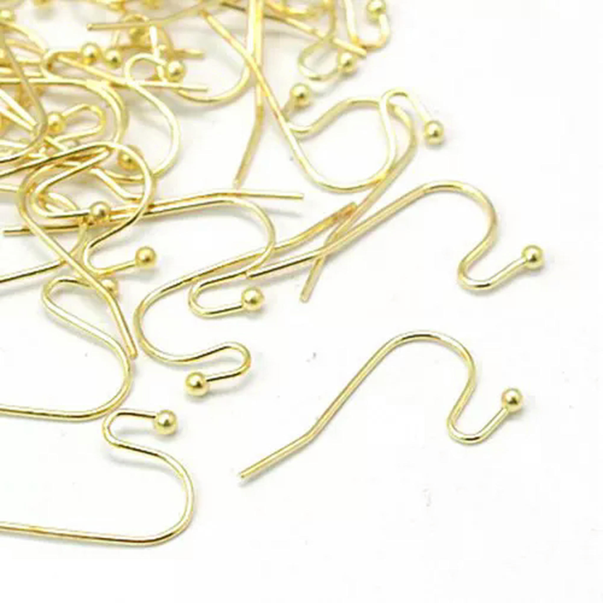 U8MO 2000PCS Brass Earring Hook Earwire For DIY Jewelry Earring Making 22x11x0.75mm-Golden