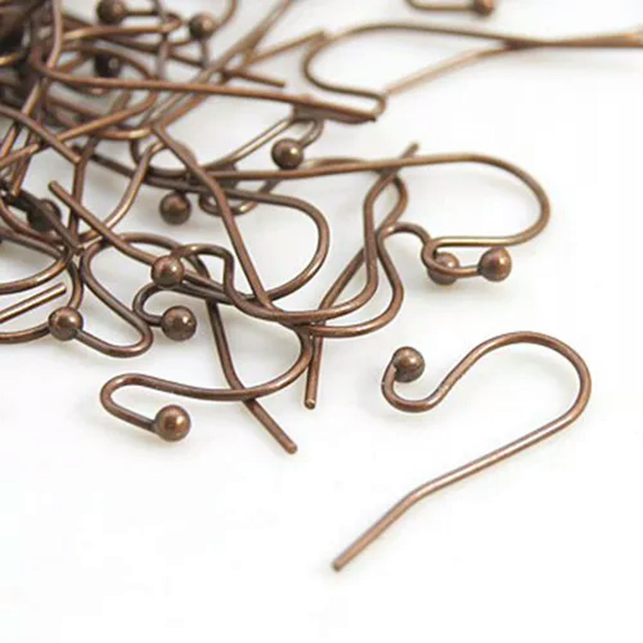U8MO 2000PCS Brass Earring Hook Earwire For DIY Jewelry Earring Making 22x11x0.75mm-Red Copper