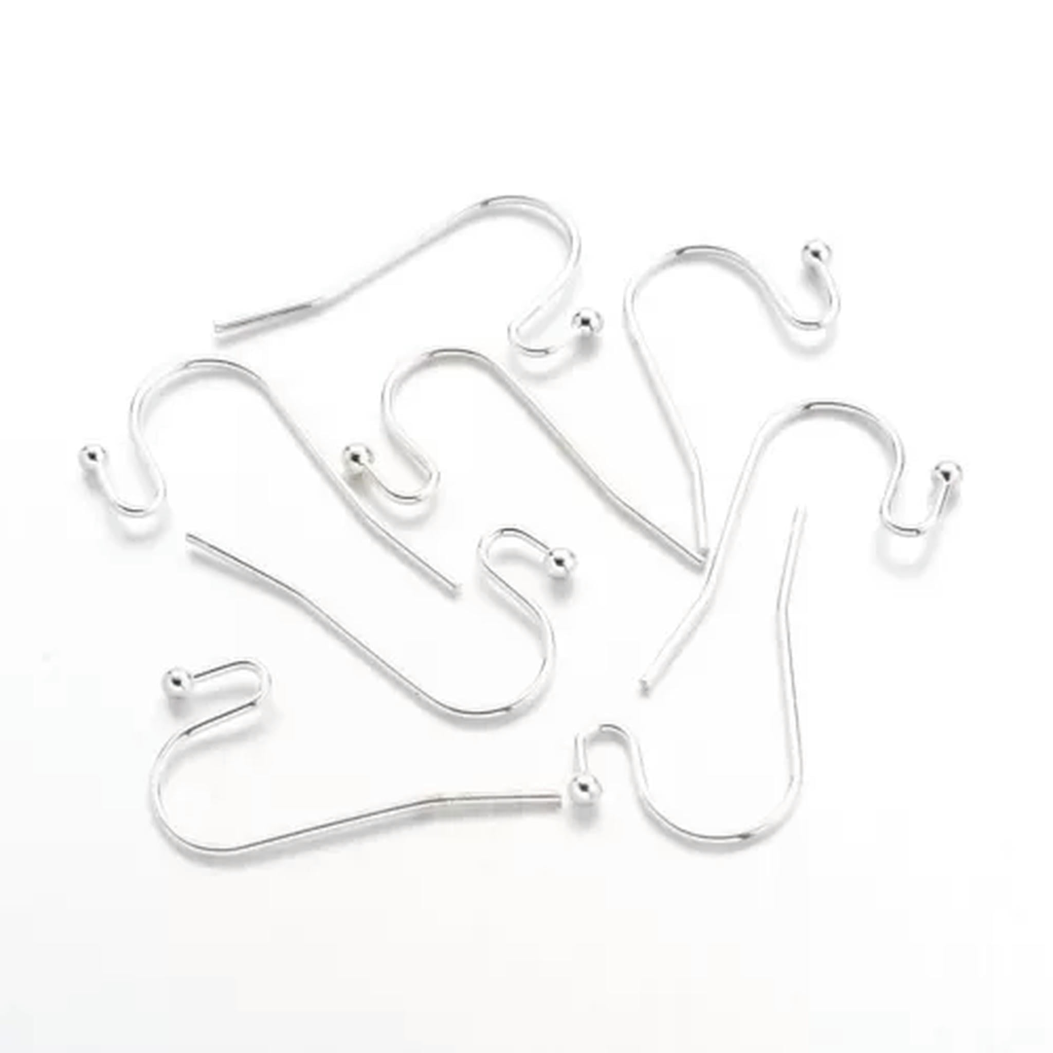 U8MO 2000PCS Brass Earring Hook Earwire For DIY Jewelry Earring Making 22x11x0.75mm-Silver