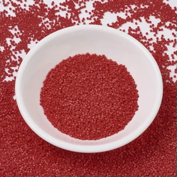 U8MO 2000pcs/10g 11/0 Glass Opaque Delica Tiny Beads Smooth Loose Spacer 1x1.5~1.8mm-#Red