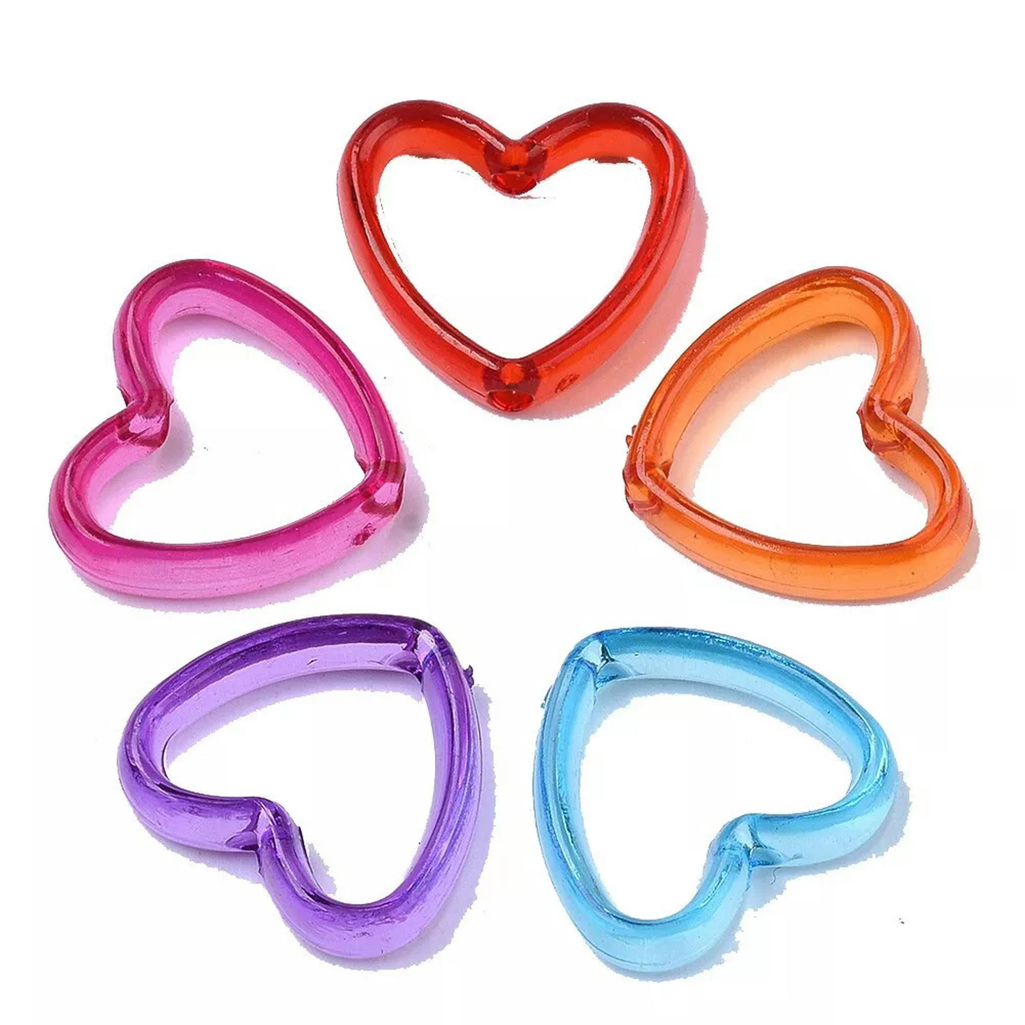 U8MO 200Pcs Dyed Heart Transparent Acrylic Bead Frames For Jewelry Making 15x16.5mm
