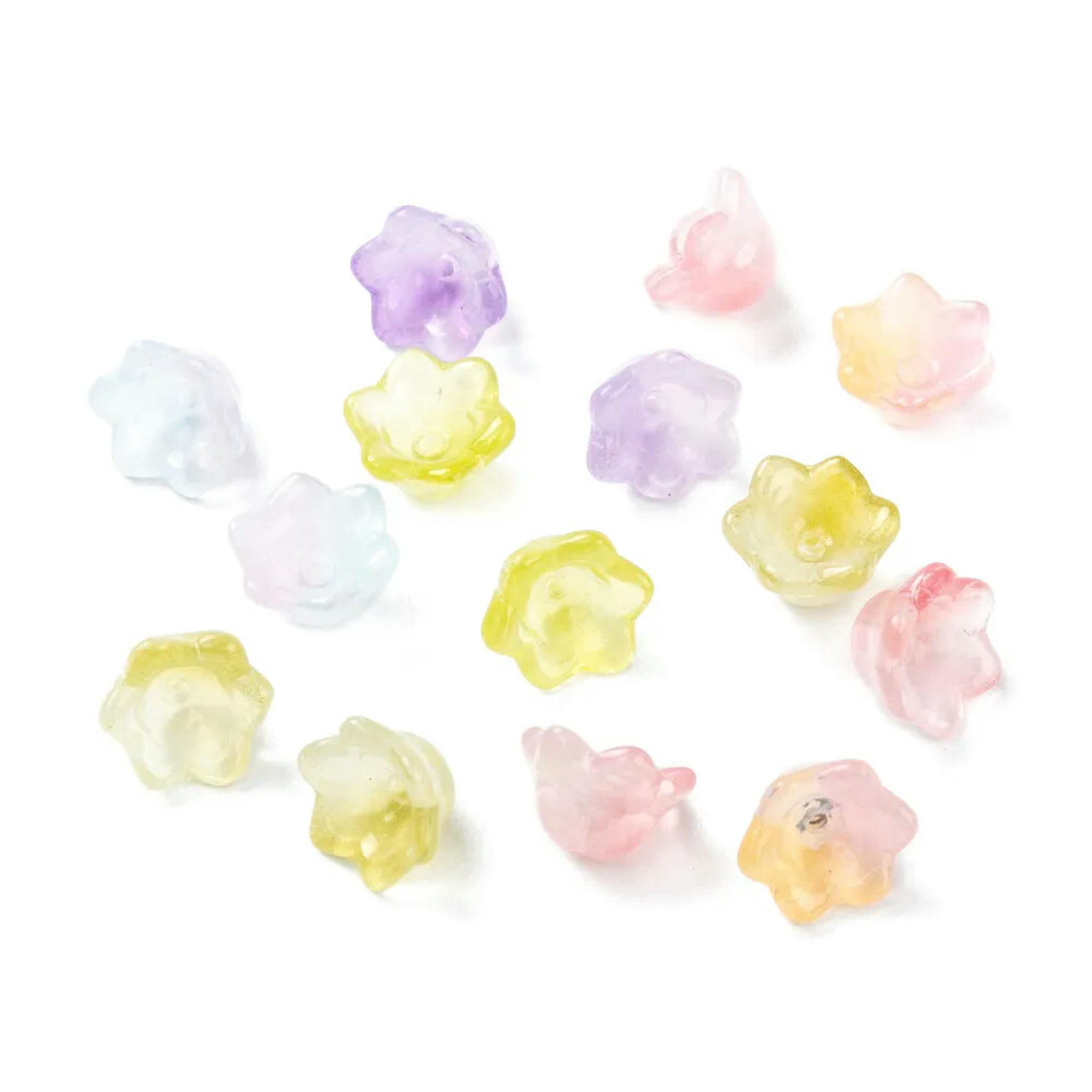 U8MO 200pc 11x10mm Electroplate Glass Flower Beads Bead Caps Loose Spacer Craft Beads