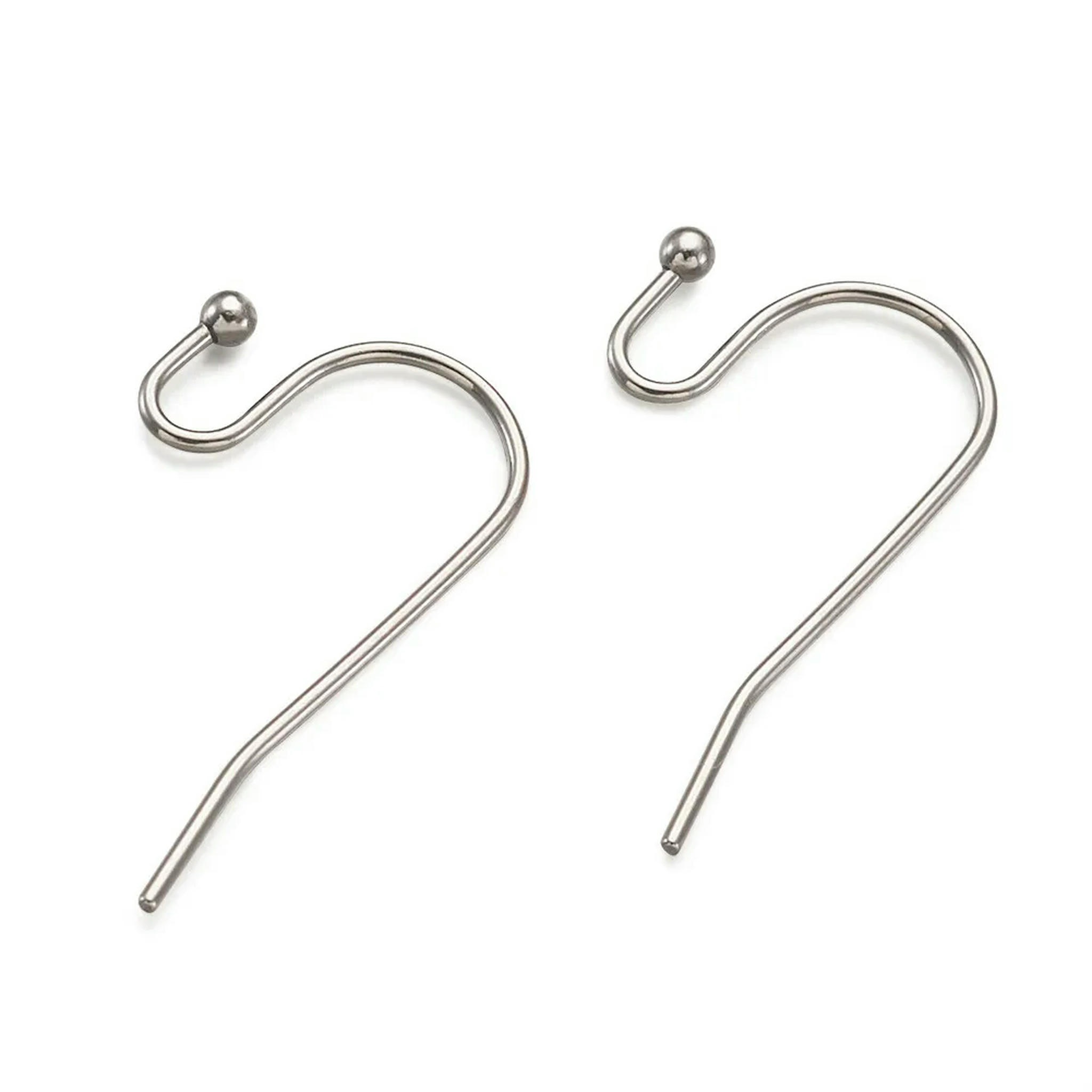U8MO 200pc 304 Stainless Steel Earring Hooks French Ear Wire Ball End S-Hooks 21x12mm