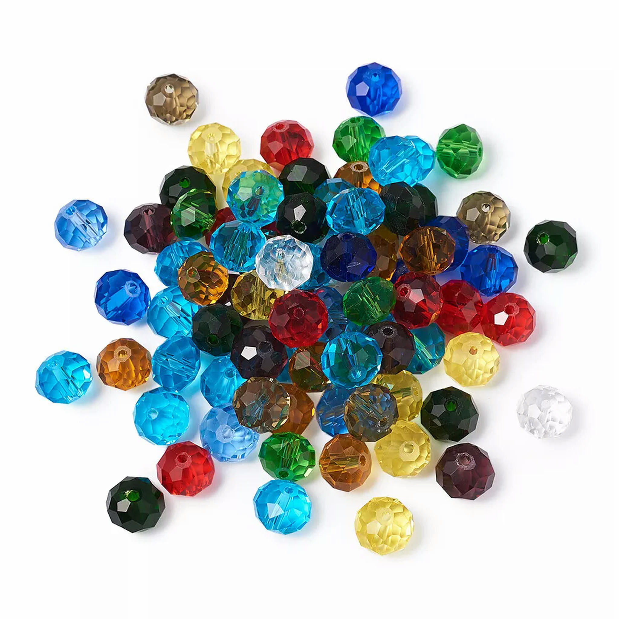 U8MO 200pcs 10mm Faceted Rondelle Transparent Glass Beads Loose Spacer Beads Crafting