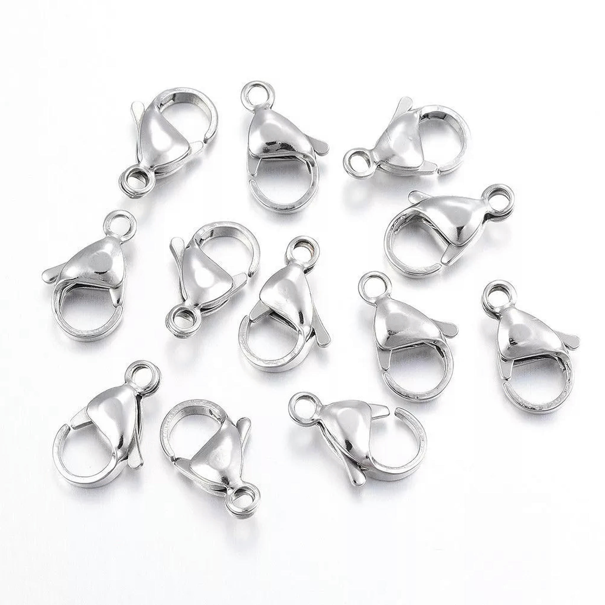 U8MO 200pcs 304 Stainless Steel Lobster Claw Clasps Smooth Trigger Clasp Closure 15mm