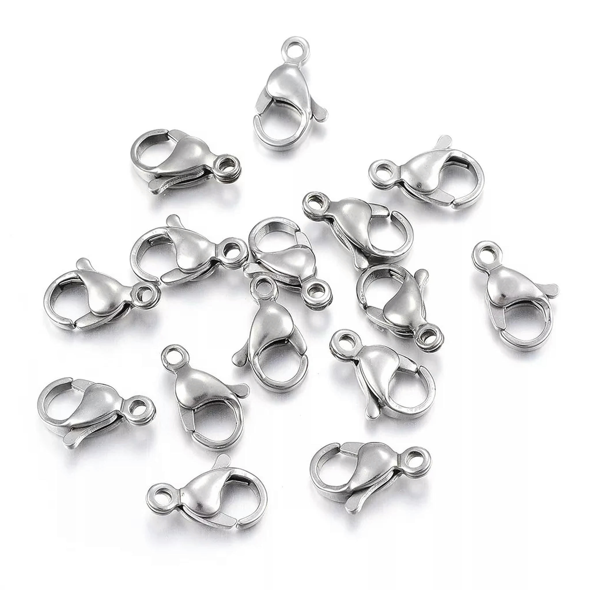 U8MO 200pcs 304 Stainless Steel Mini Lobster Claw Clasps Smooth Closure Findings 11mm
