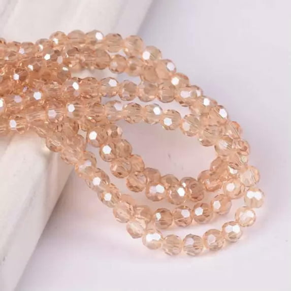 U8MO 200pcs 3mm Round Faceted Sphere Crystal Glass Ball Loose Spacer Crafts Beads Lot-Amber Gold