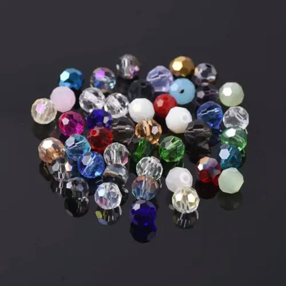 U8MO 200pcs 3mm Round Faceted Sphere Crystal Glass Ball Loose Spacer Crafts Beads Lot-Random Mixed