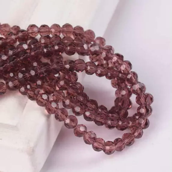 U8MO 200pcs 3mm Round Faceted Sphere Crystal Glass Ball Loose Spacer Crafts Beads Lot-Reddish Purple