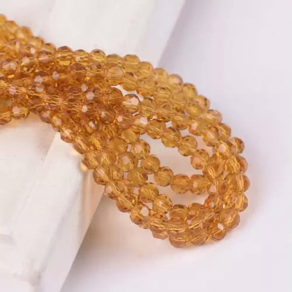 U8MO 200pcs 4mm Round Ball 32 Facets Crystal Glass Loose Spacer Beads Lot Wholesale-Brown