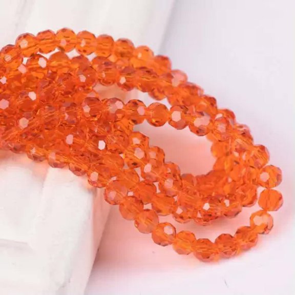 U8MO 200pcs 4mm Round Ball 32 Facets Crystal Glass Loose Spacer Beads Lot Wholesale-Orange