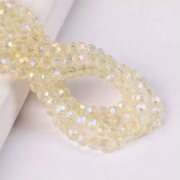 U8MO 200pcs 4mm Round Ball 32 Facets Crystal Glass Loose Spacer Beads Lot Wholesale-Yellow Colorized