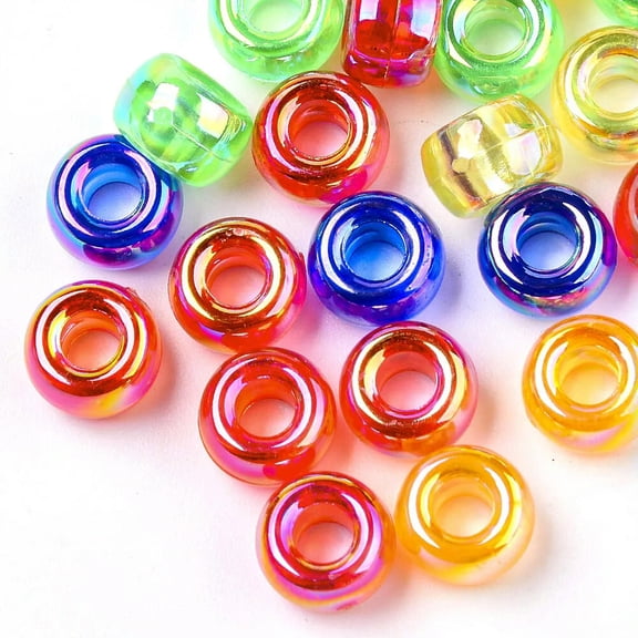 U8MO 200pcs AB Color Plastic European Barrel Large Hole Beads Mini Loose Spacer 9x6mm