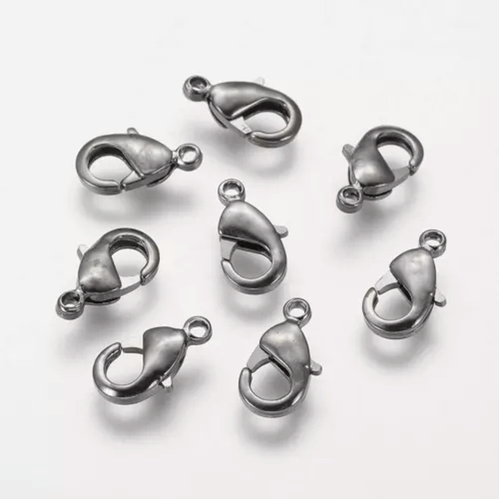 U8MO 200pcs Brass Lobster Claw Clasps Nickel Free Trigger Clasp Closure Findings 12mm-Gunmetal