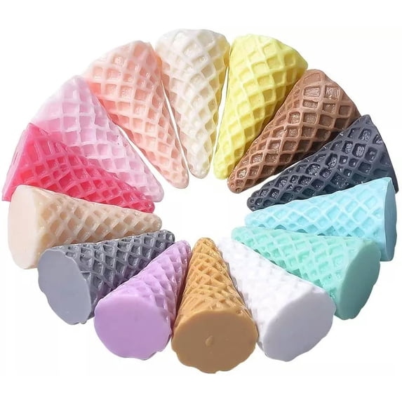 U8MO 200pcs Flatback Resin Ice Cream Cone Cabochons For DIY Craft Making 36x20mm