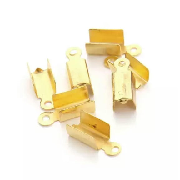 U8MO 200pcs Leather Rope Cord End Metal Crimps Beads - Gold Silver Bronze Gunblack-Gold-9x3.5mm