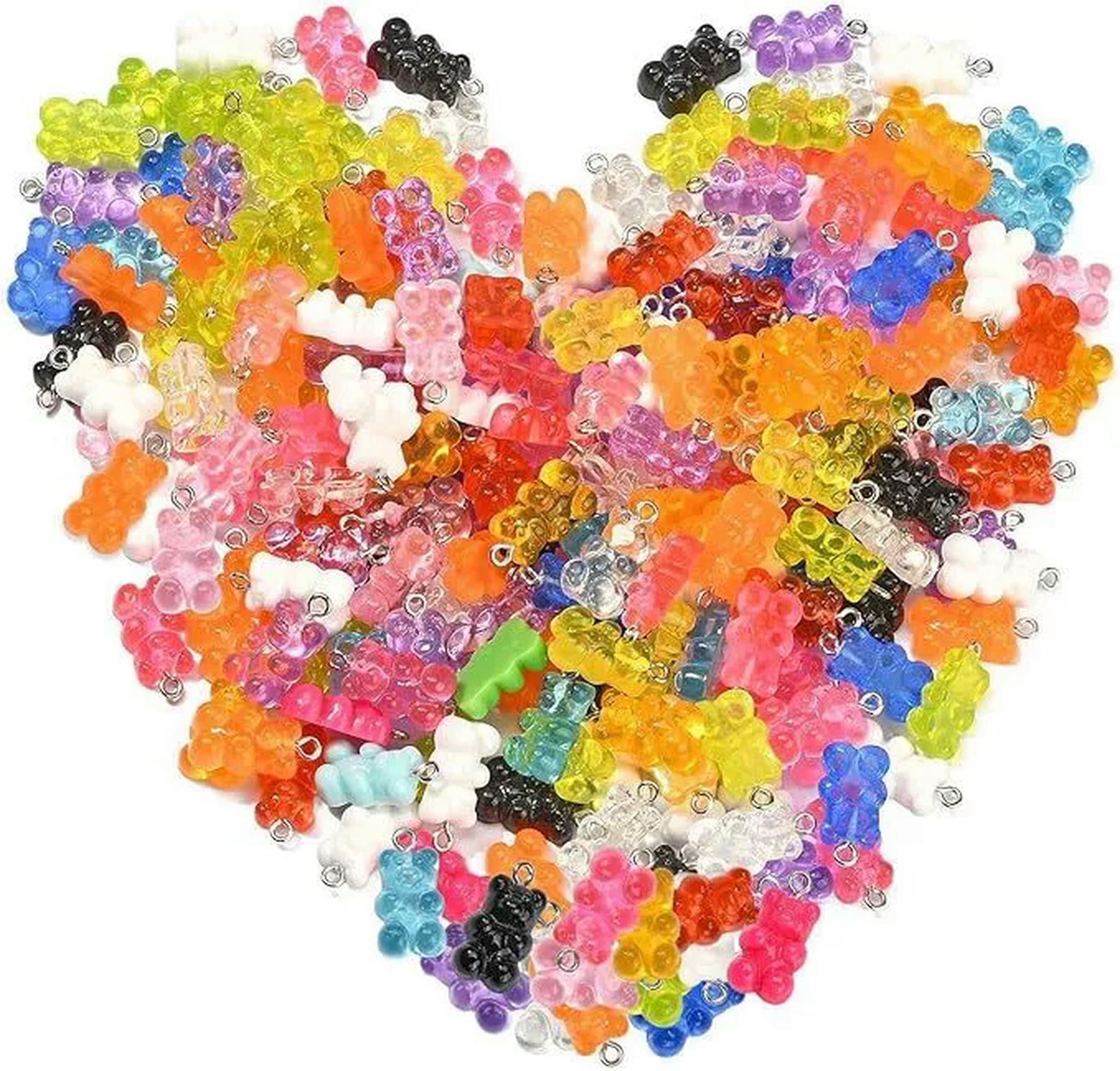 U8MO 200x Mixed Resin Gummy Bear Candy Charm Pendant For DIY Necklace Jewelry Making