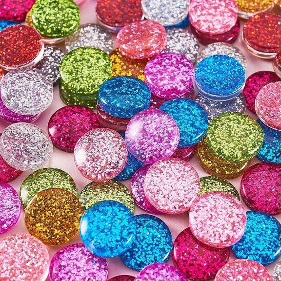 U8MO 200x Shining with Glitter Powder Cameo Charms Cabochons for Jewelry Making Craft