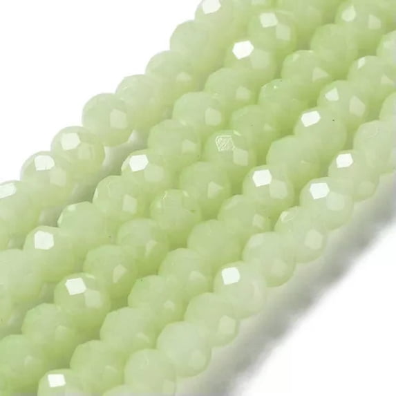 U8MO 20Strand Faceted Rondelle Imitation Jade Glass Bead Strands Jewelry Making 8x6mm-Pale Green