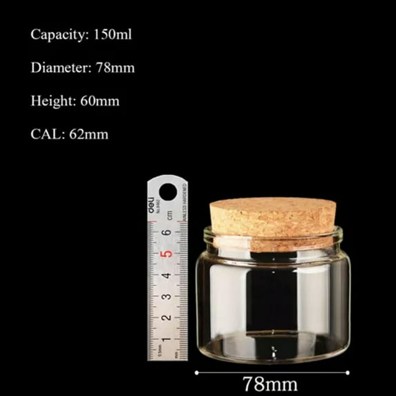 U8MO 20ml~1000ml Cork Stopper Glass Vial Jars Container Bottle Food Storage-17# 78*60mm 150ml