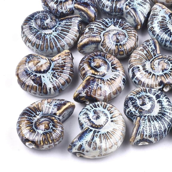 U8MO 20pc Colorful Handmade Porcelain Beads Cute Fancy Sea Snail Loose Spacer 39~40mm