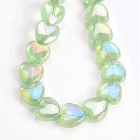 U8MO 20pcs 10mm Heart Shape Crystal Glass Loose Beads For Jewelry Making DIY Findings-Light Green AB