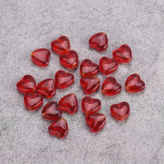 U8MO 20pcs 10mm Heart Shape Crystal Glass Loose Beads For Jewelry Making DIY Findings-Red