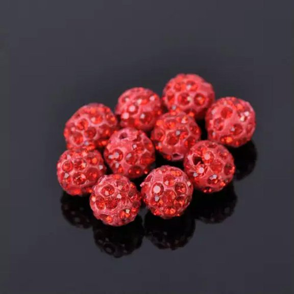 U8MO 20pcs 10mm Round Czech Crystal Rhinestone Clay Disco ball Loose Spacer Beads-Red