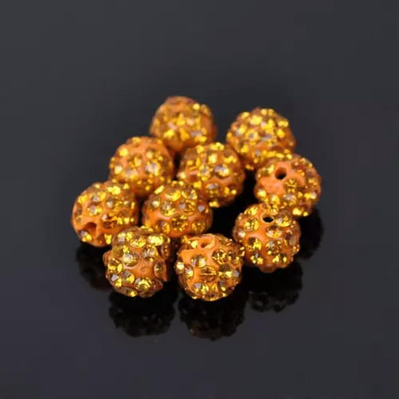 U8MO 20pcs 10mm Round Rhinestones Clay Disco Ball Loose Beads For Jewelry Making-Golden Yellow