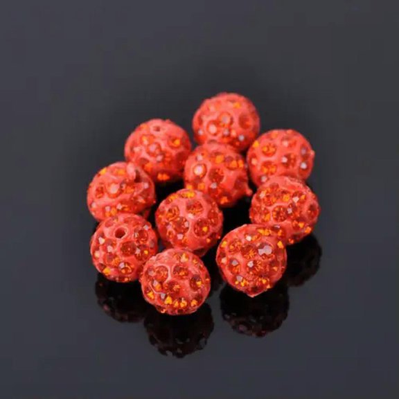 U8MO 20pcs 10mm Round Czech Crystal Rhinestone Clay Disco ball Loose Spacer Beads-Orange